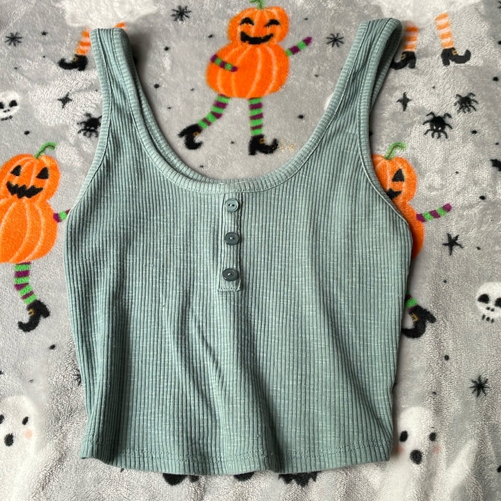 Bozzolo, medium crop top, greenish blue
